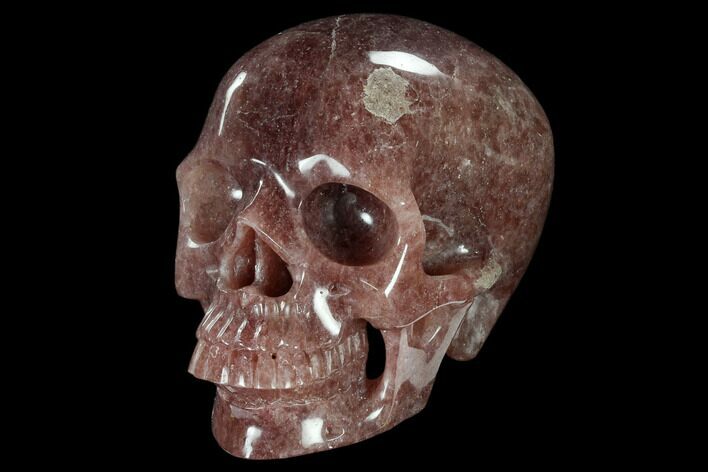 Realistic, Carved Strawberry Quartz Crystal Skull #116362